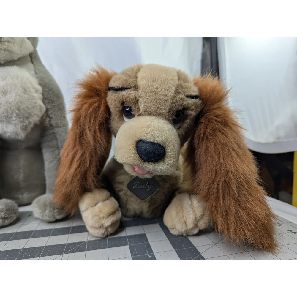 Disney Lady and the Tramp Dog Plush 17 Inch Metal Collar Tag Stuffed Animal Toy